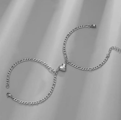 Simple Heart-shaped Titanium Steel Love Magnet Suction Bracelets For Men And Womencouple Pairs