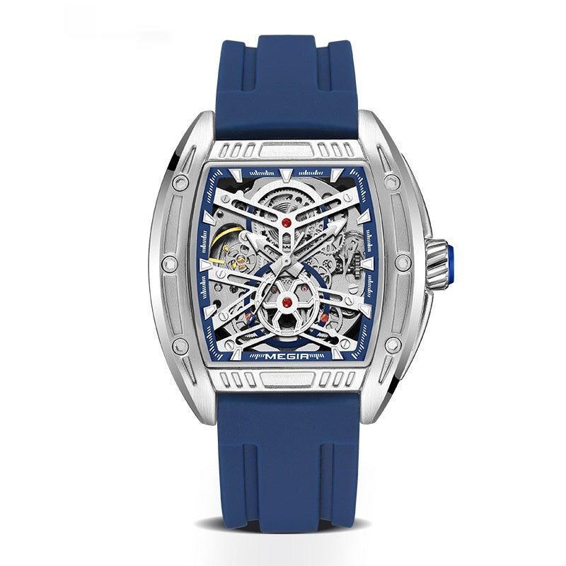 Men's Wine Barrel Type Mechanical Watch Silicone Tape