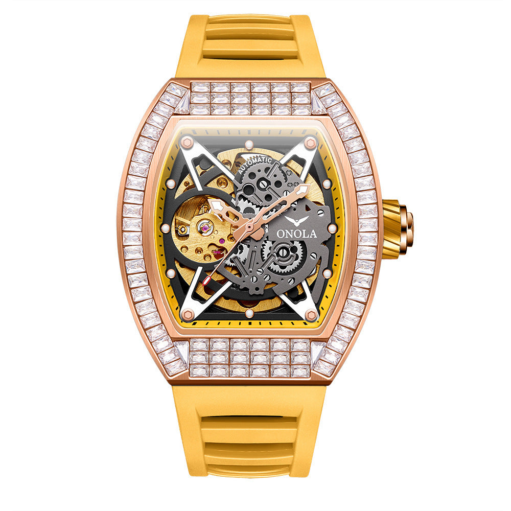 Hollow Automatic Mechanical Watch Men's Silicone Band Waterproof