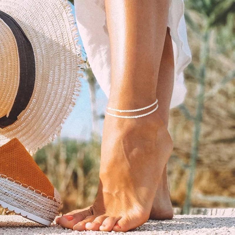 Elegant Double Layer Gold Ankle Bracelet For Woman