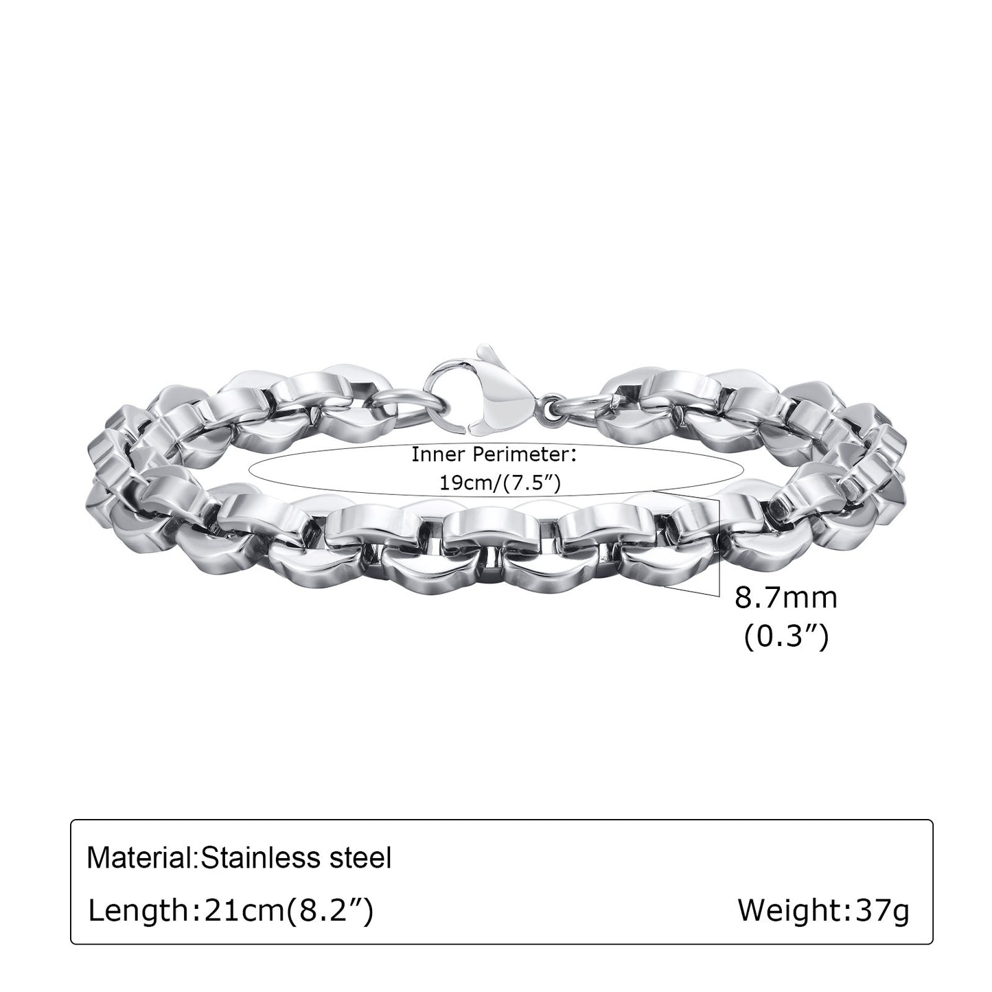 Casual Simple Bracelet Steel Color Men