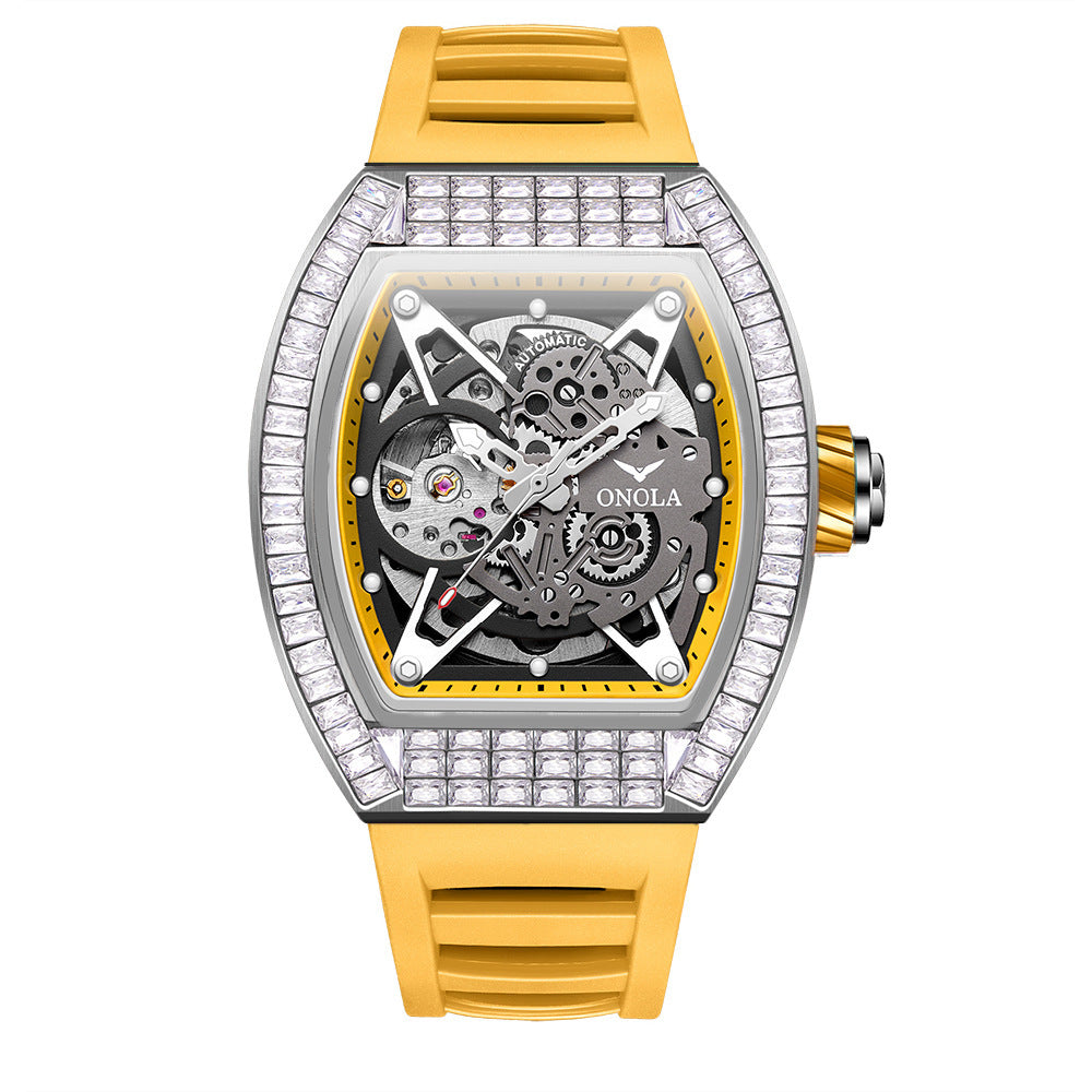 Hollow Automatic Mechanical Watch Men's Silicone Band Waterproof