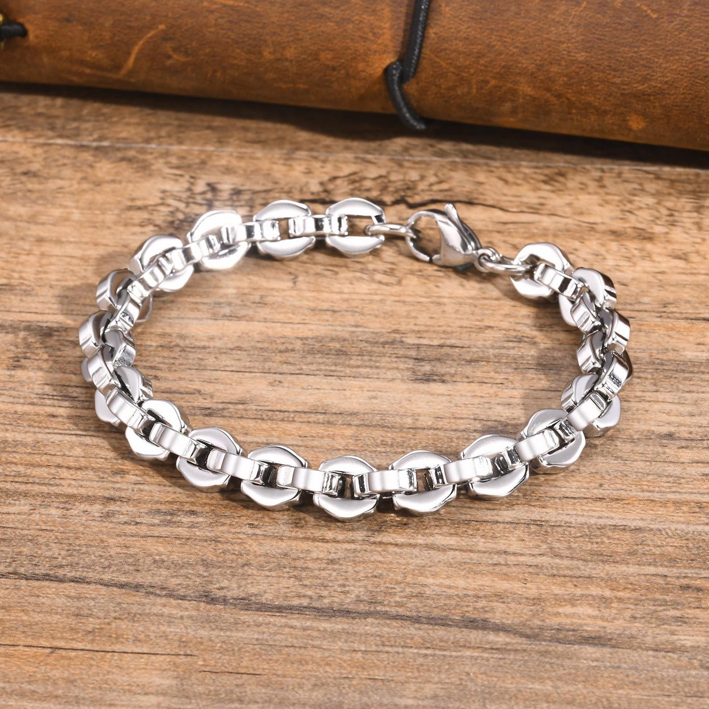 Casual Simple Bracelet Steel Color Men