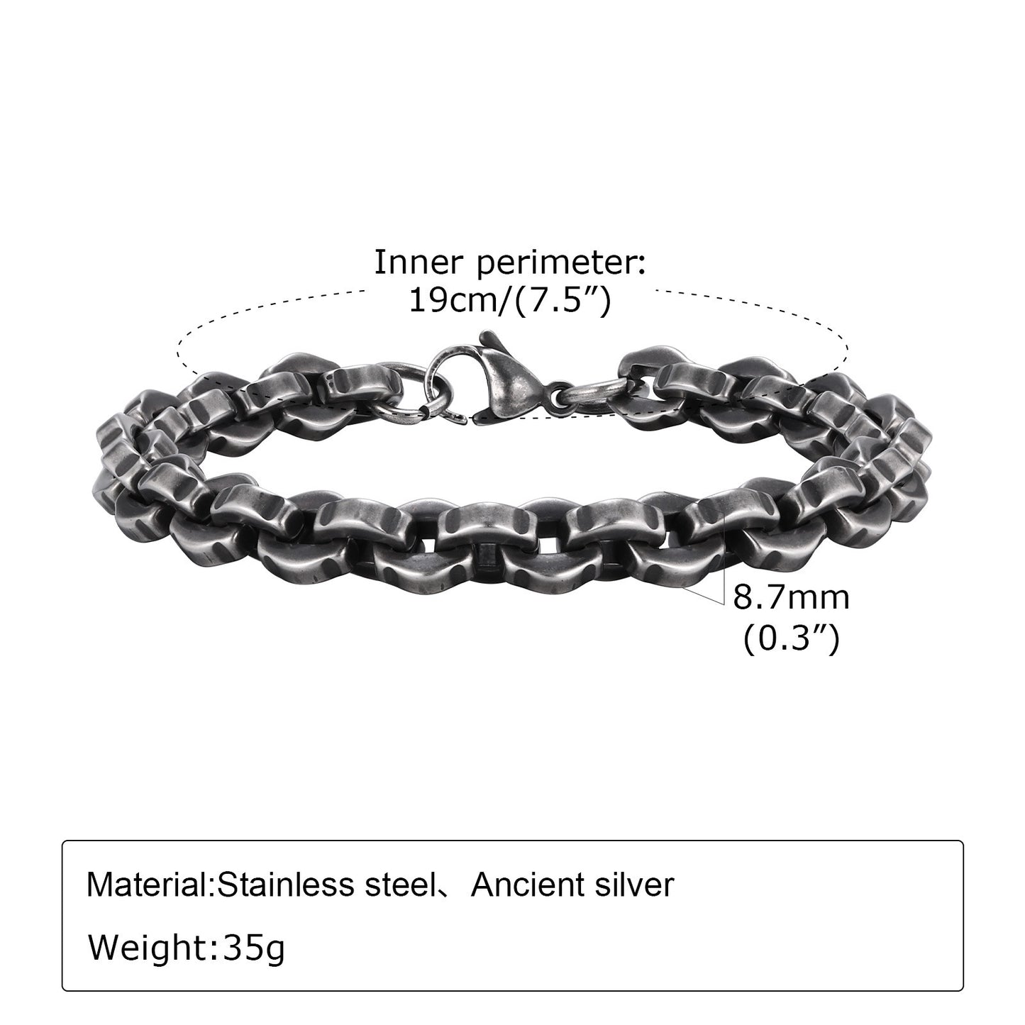 Casual Simple Bracelet Steel Color Men